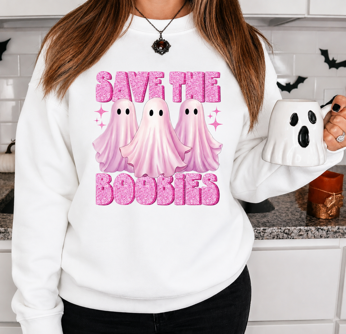 Save the Boobies Cancer Awareness Fleece Crew
