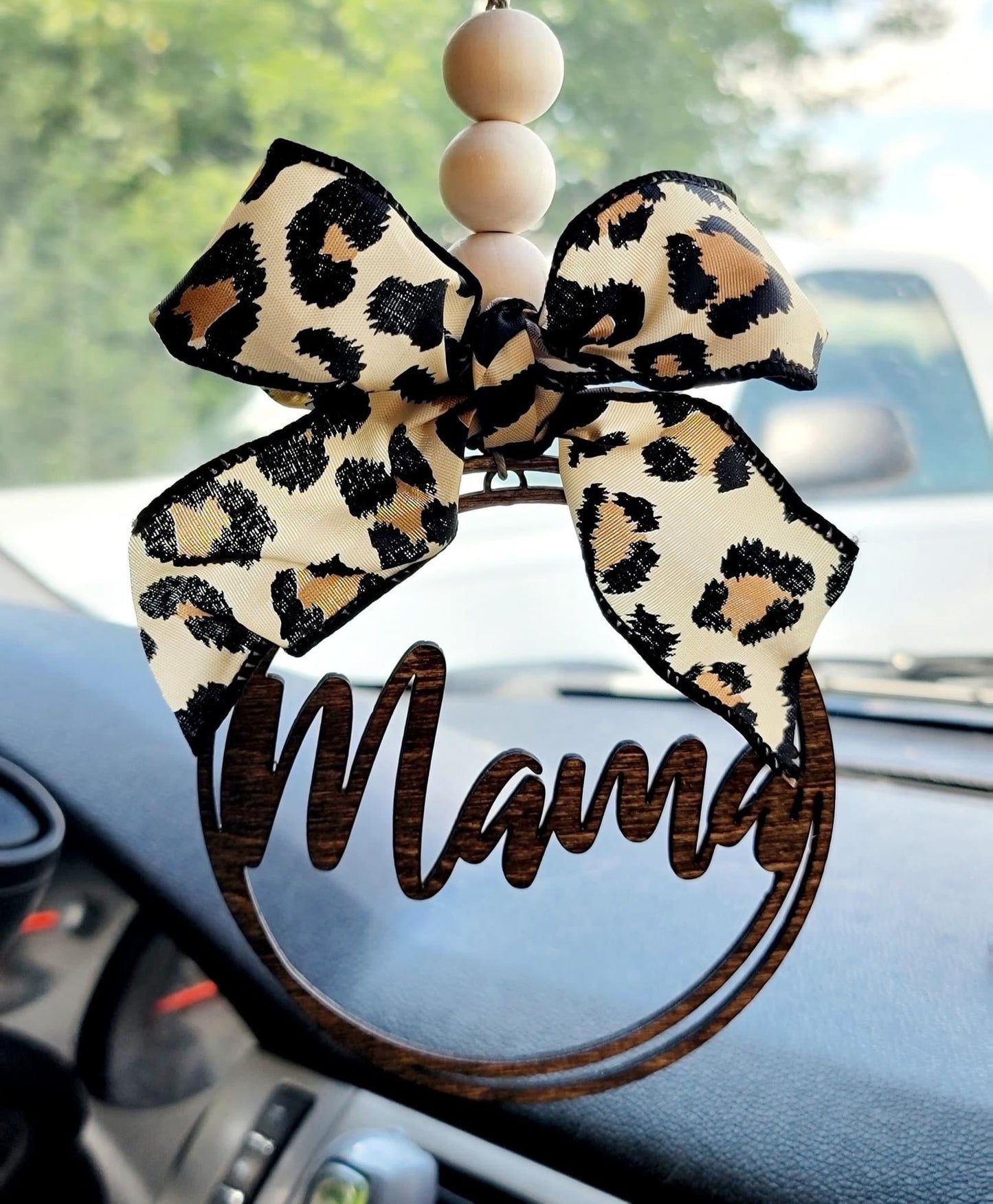 Mama Car Charm - Cheetah Print Bow
