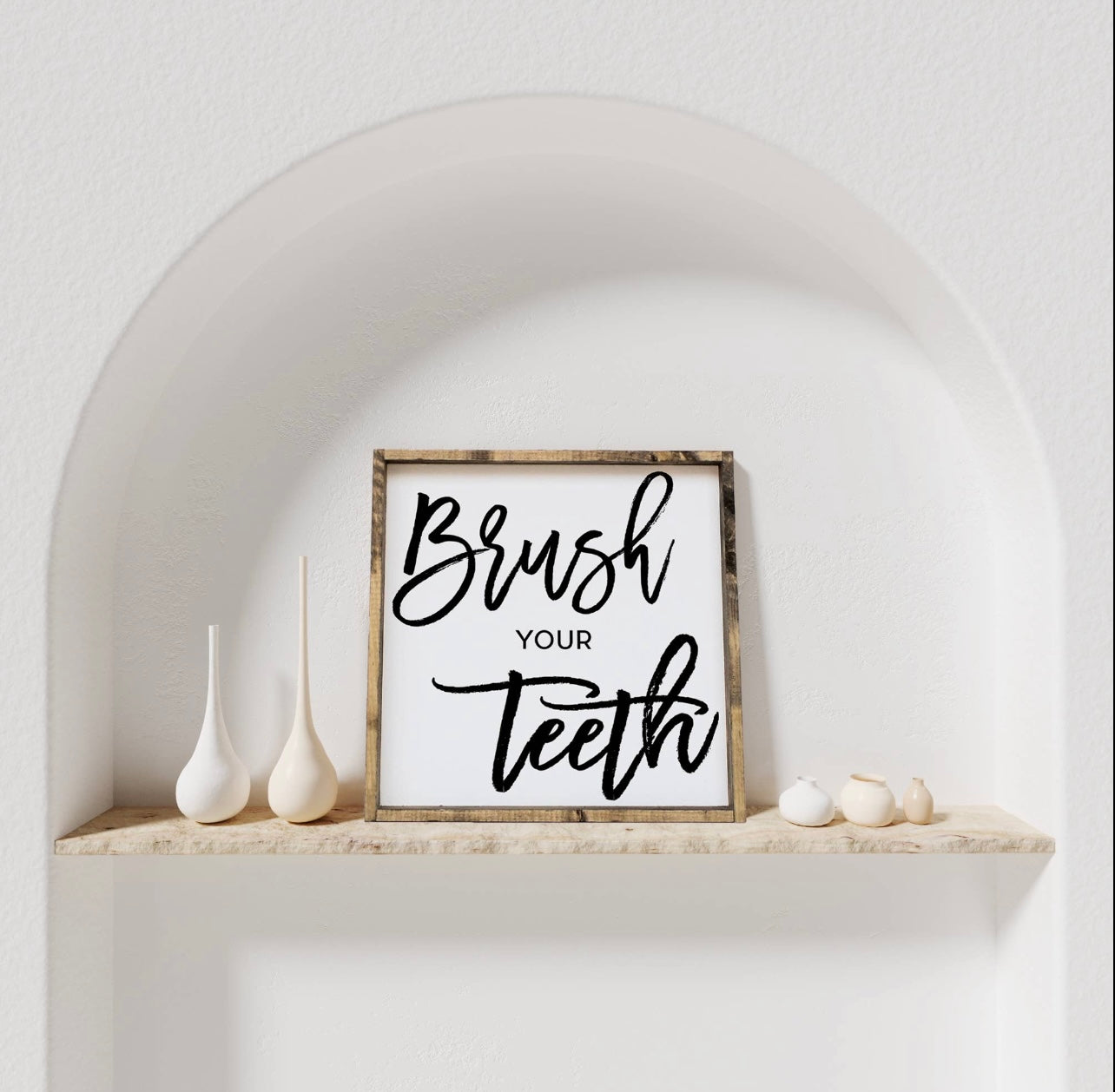 Brush Your Teeth 13"13" Wood Sign | Bathroom Décor