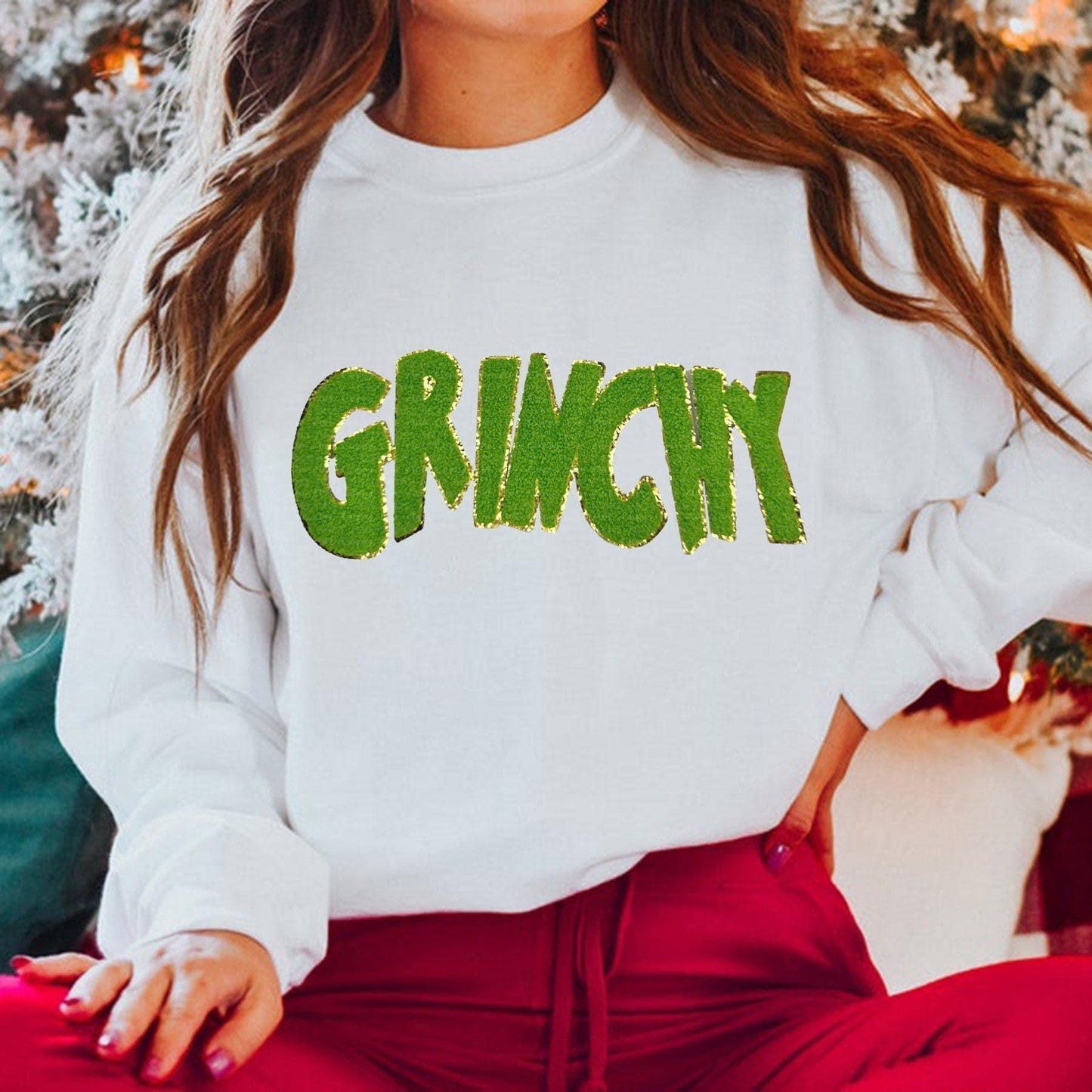 Grinchy Chenille Patch Crewneck