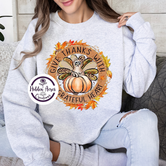 Give Thanks With A Grateful Heart Sub Crewneck (Toddler,Youth,Adult)