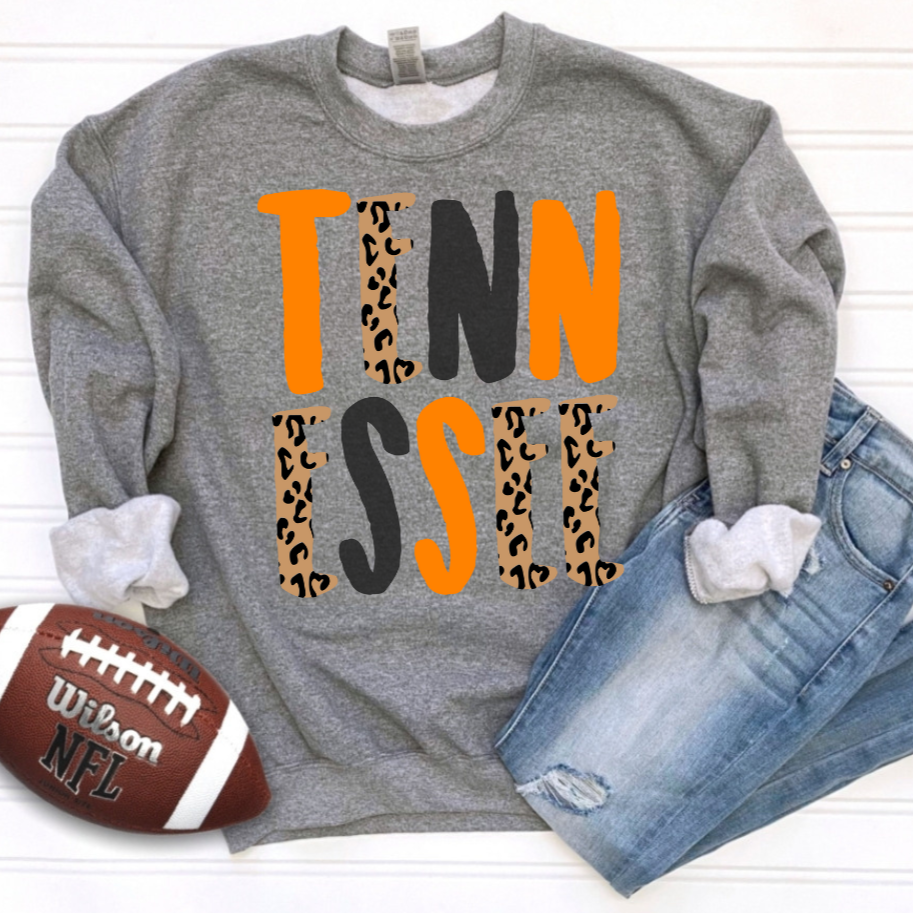 Tennessee Cheetah Letter Crewneck