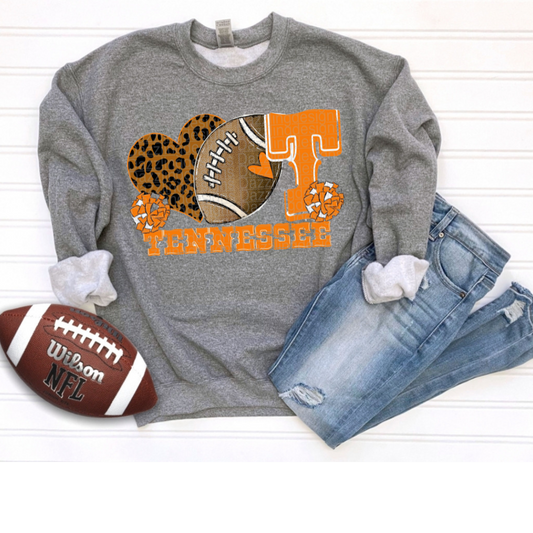 Tennessee Football Cheetah Print Crewneck DTF