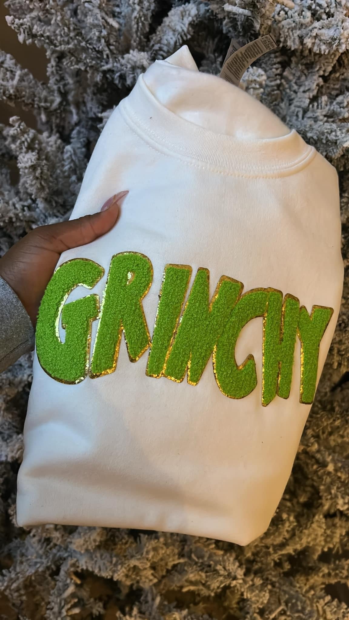 Grinchy Chenille Patch Crewneck