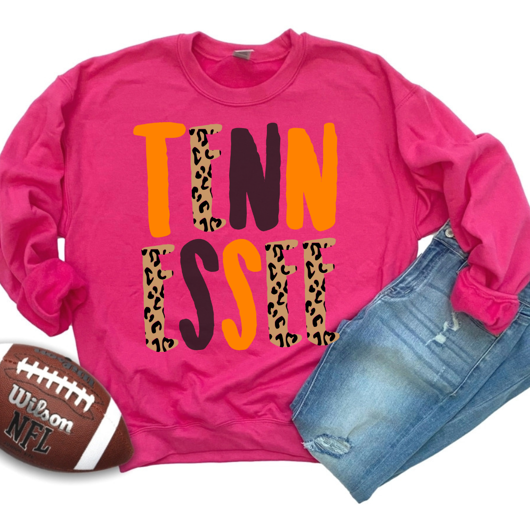 Tennessee Cheetah Letter Crewneck