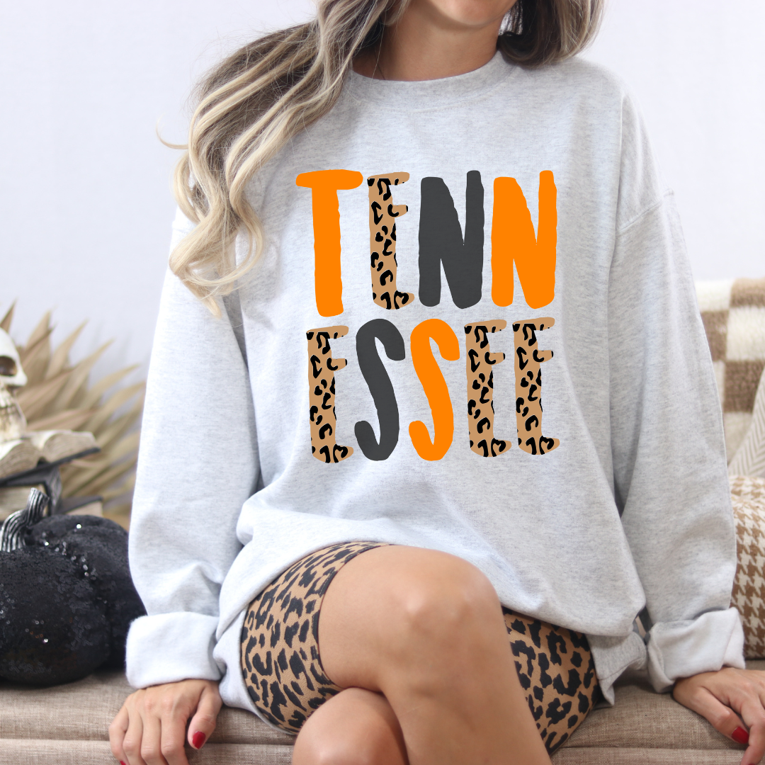 Tennessee Cheetah Letter Crewneck