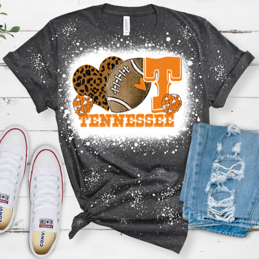 Tennessee Football Leopard Bleached Tee Shirt