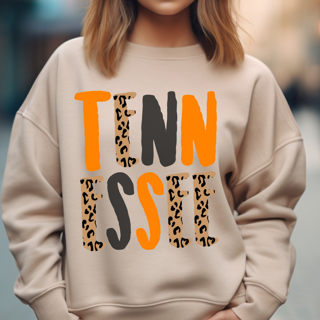 Tennessee Cheetah Letter Crewneck