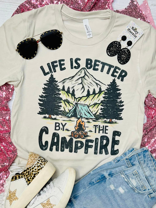 Life is Better By The Campfire Tan Tee