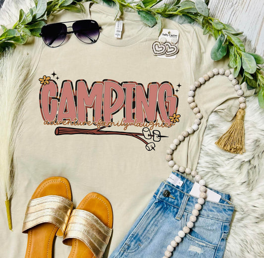 Camping Adventure Family Laughter Tan Tee
