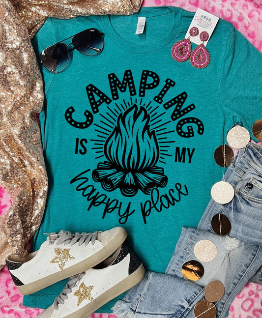 Camping is my Happy Place Glam Teal