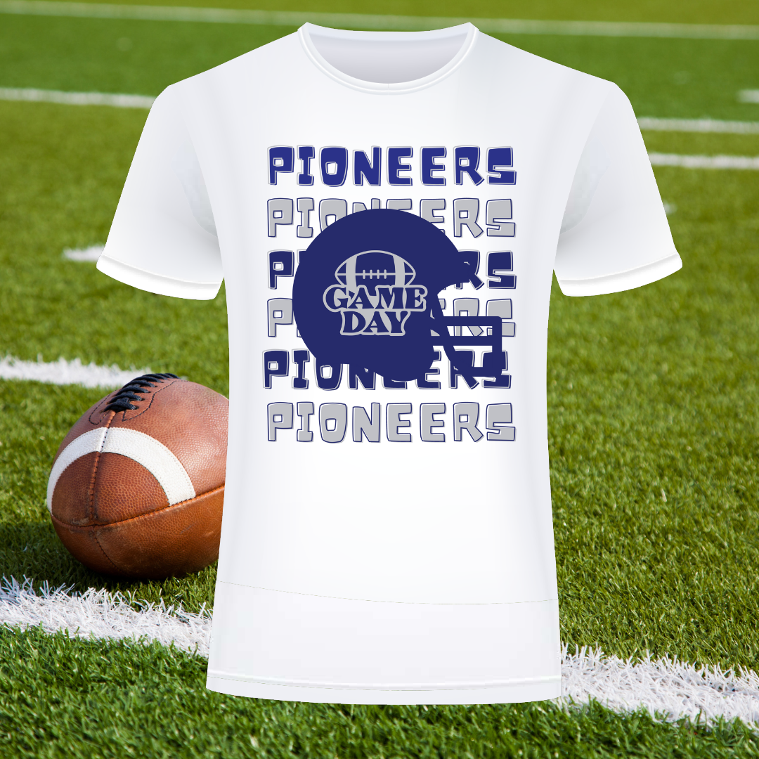 Pioneers Game Day Blue and White Tee Shirt