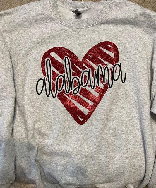 Alabama Heart Crewneck - Vinyl (Toddler, Youth, Adult)