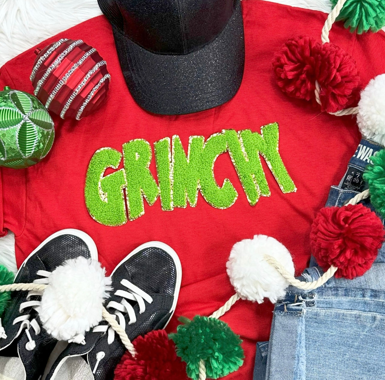 Grinchy Chenille Patch Crewneck