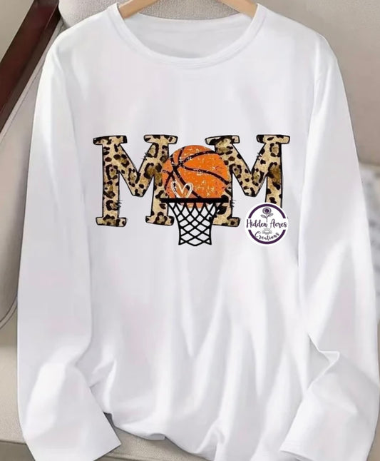 Basketball Mom Cheetah Letters Long Sleeve