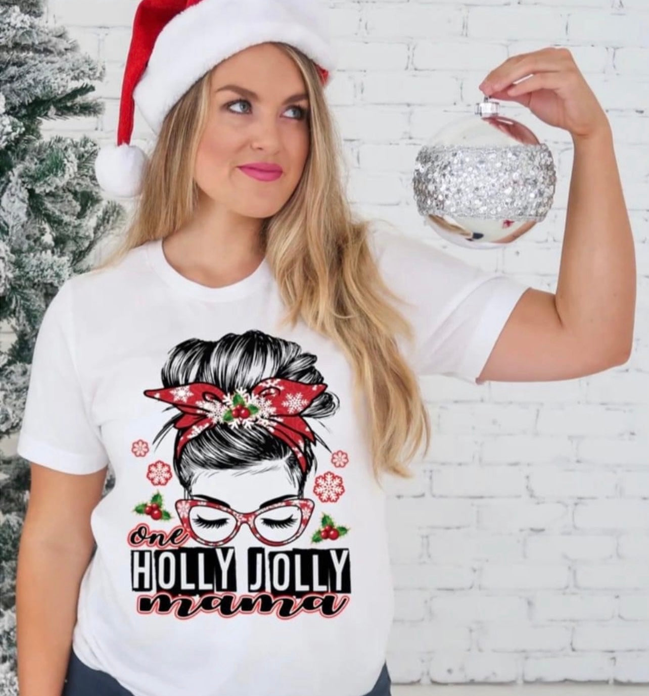 One Holly Jolly Mama Short Sleeve or Long Sleeve Tee