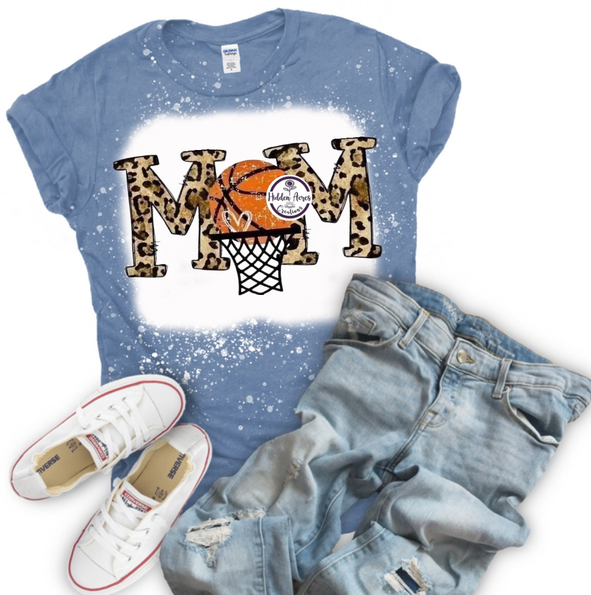 Basketball Mom Cheetah Letters Tee Shirt