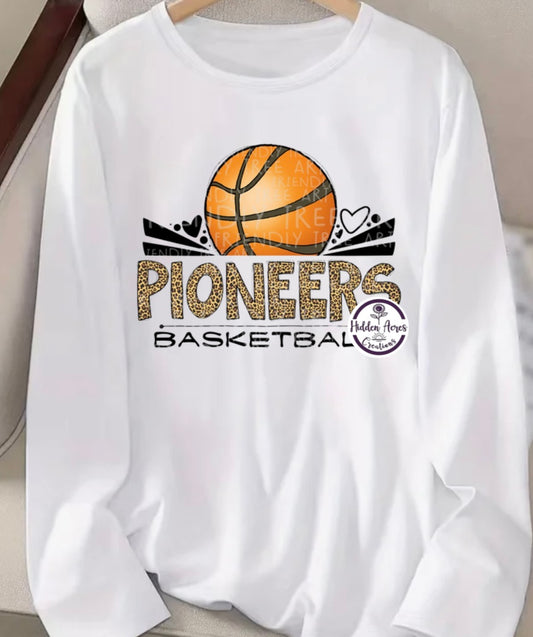 Pioneers Basketball Cheetah Letters Long Sleeve