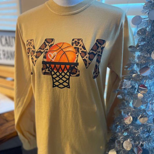 Basketball Mom | Cheetah Letters | DTF | Long Sleeve | Comfort Colors