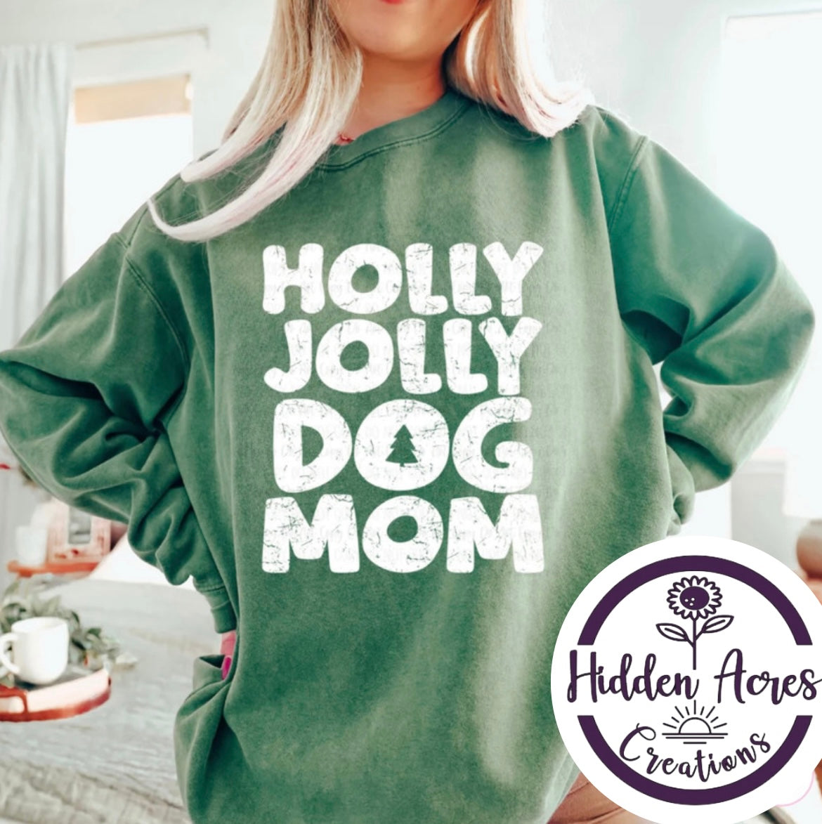 Holly Jolly Dog Mom DTF Crewneck