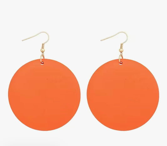 Orange Circle Earrings
