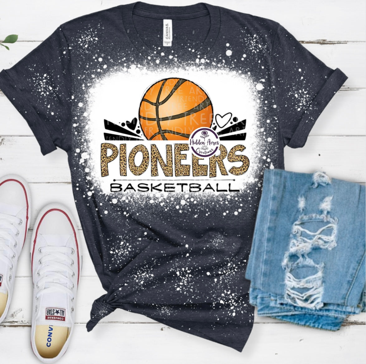 Pioneers Basketball Cheetah Letters Tee Shirt