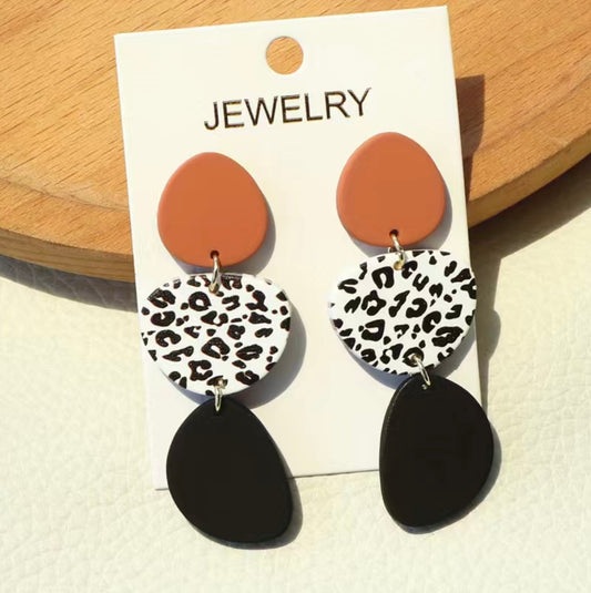 Orange and Black Cheetah Earrings