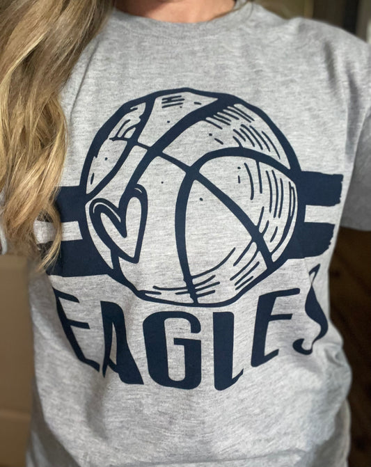 Eagles Basketball Heart Navy Sub Short Sleeve | Long Sleeve | Crewneck ( Youth & Adult)