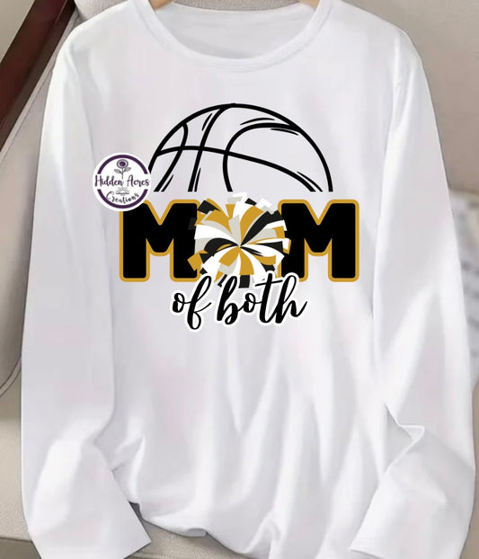 Basketball & Cheer Mom of Both Black and Gold Long Sleeve