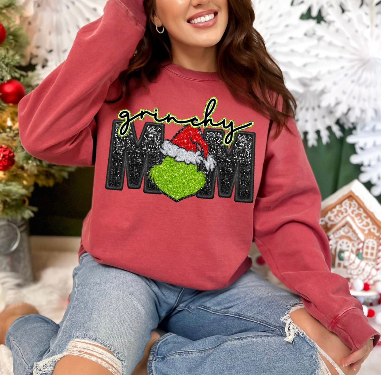 Grinchy Mom DTF Crewneck