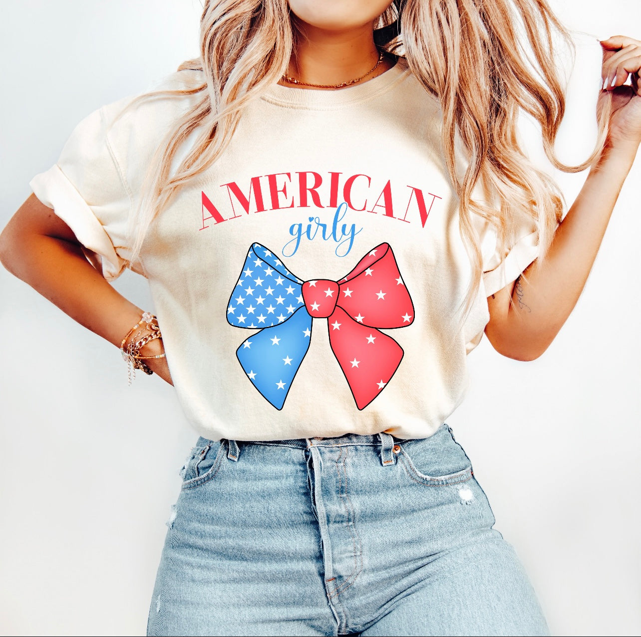 American Girly Bow Tee/Crewneck