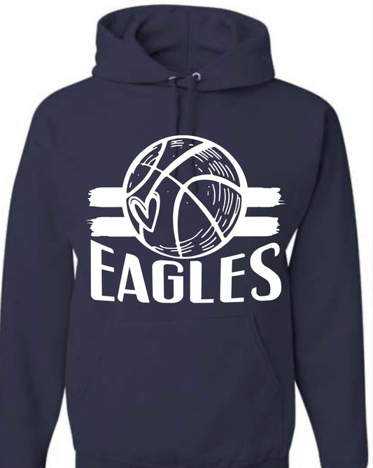 Eagles Basketball Heart White DTF Short Sleeve | Long Sleeve | Crewneck | Hoodie (Toddler, Youth, Adult)