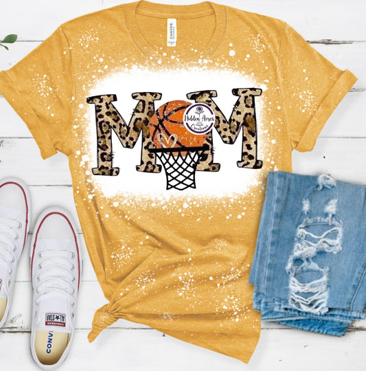 Basketball Mom Cheetah Letters Tee Shirt