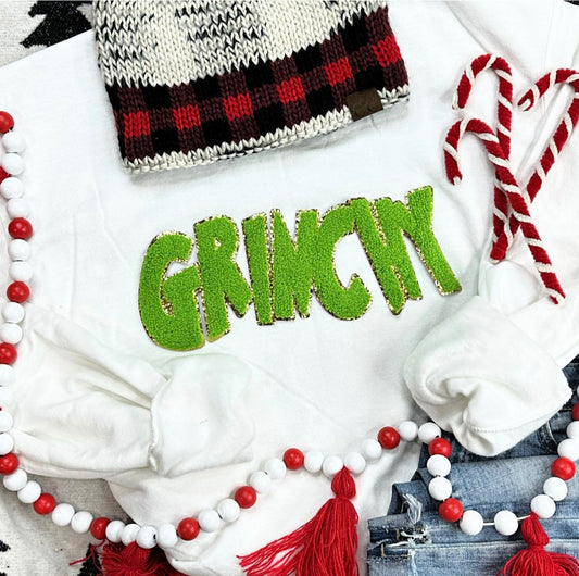 Grinchy Chenille Patch Crewneck