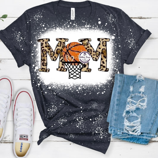 Basketball Mom Cheetah Letters Tee Shirt