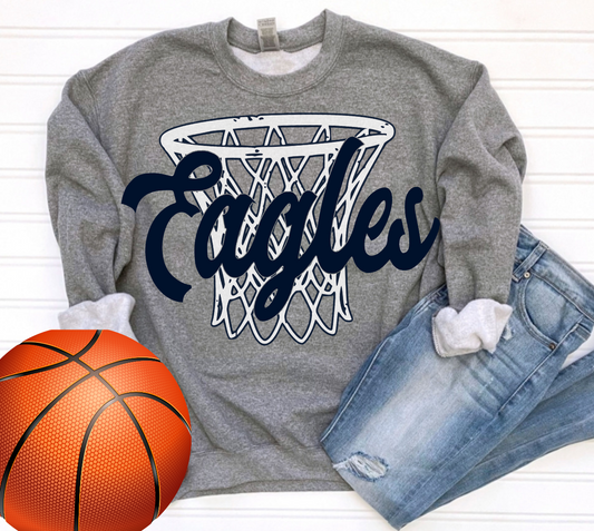 Eagles Basketball Hoop DTF Long Sleeve | Crewneck | Hoodie (Toddler |Youth | Adult)