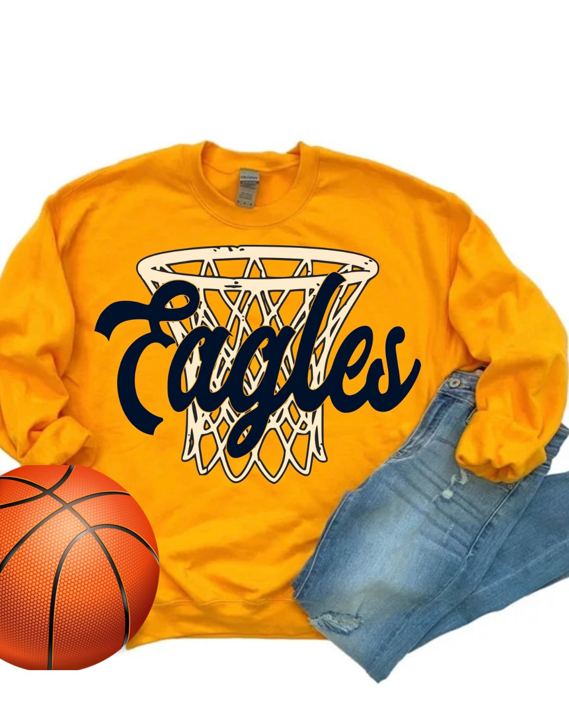 Eagles Basketball Hoop DTF Long Sleeve | Crewneck | Hoodie (Toddler |Youth | Adult)