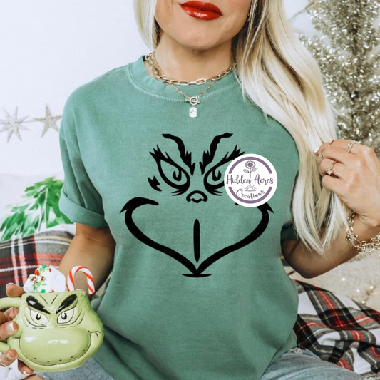 Grinchy Face Short Sleeve or Crewneck