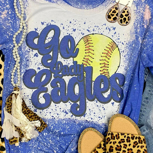 Bleached Go Lady Eagles Softball Tee