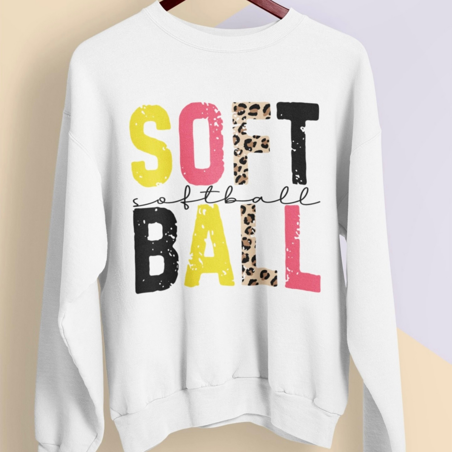 Softball Rainbow Letters Crewneck