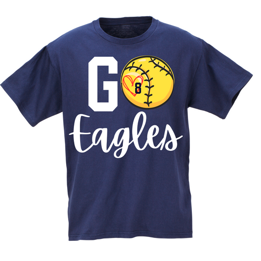 Go Custom Number & Name Softball Tee