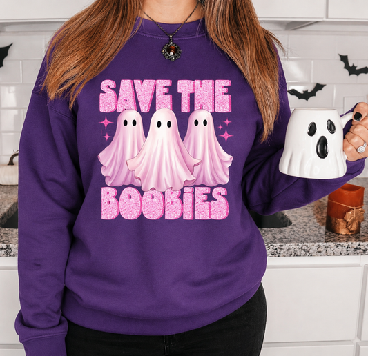 Save the Boobies Cancer Awareness Fleece Crew