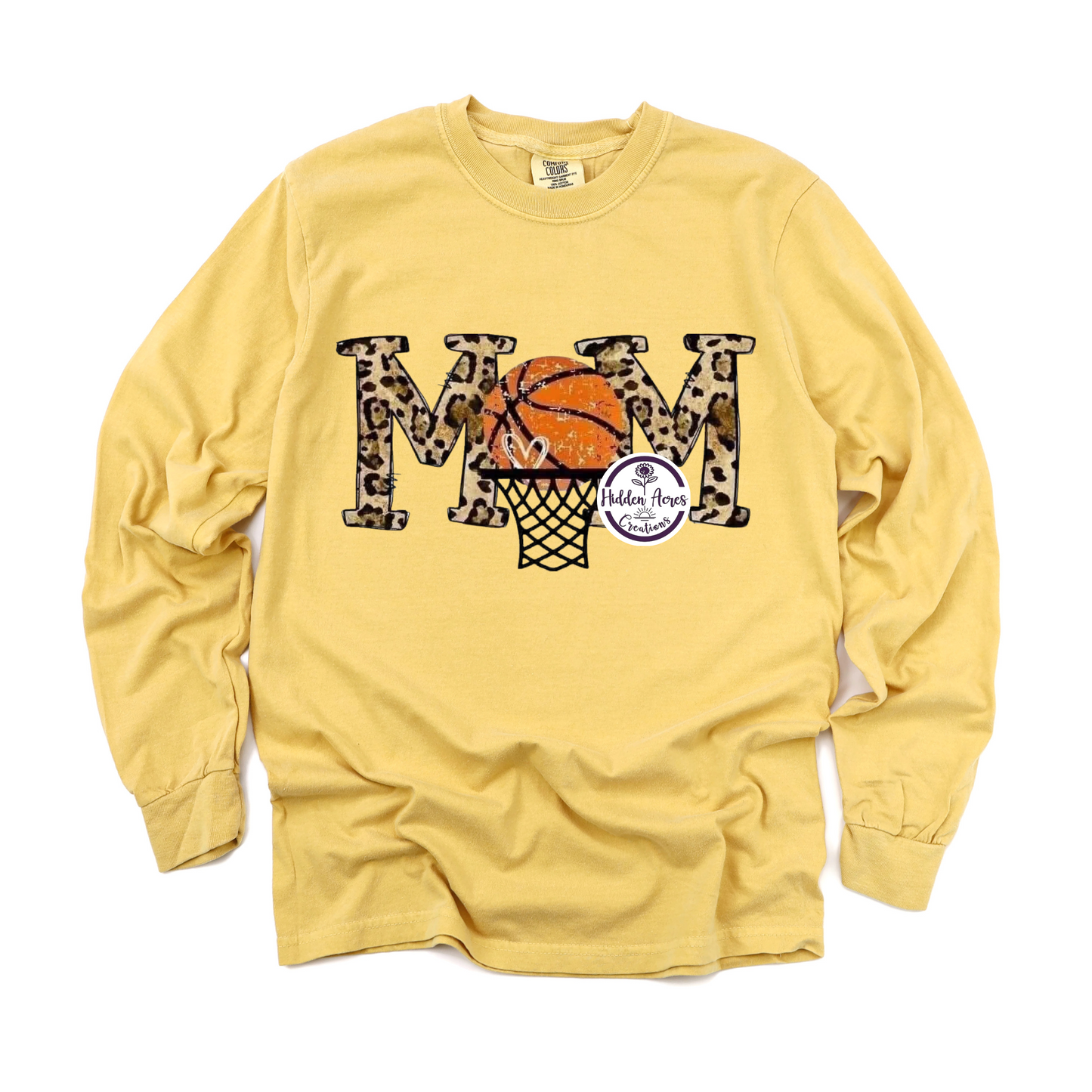 Basketball Mom | Cheetah Letters | DTF | Long Sleeve | Comfort Colors