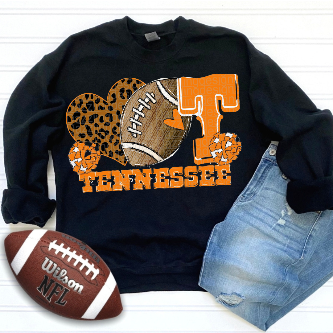 Tennessee Football Cheetah Print Crewneck DTF