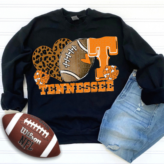 Tennessee Football Cheetah Print Crewneck DTF