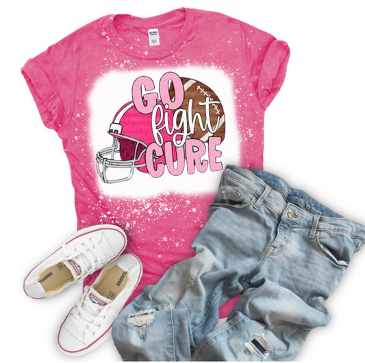 Go Fight Cure Breast Cancer Football Tee