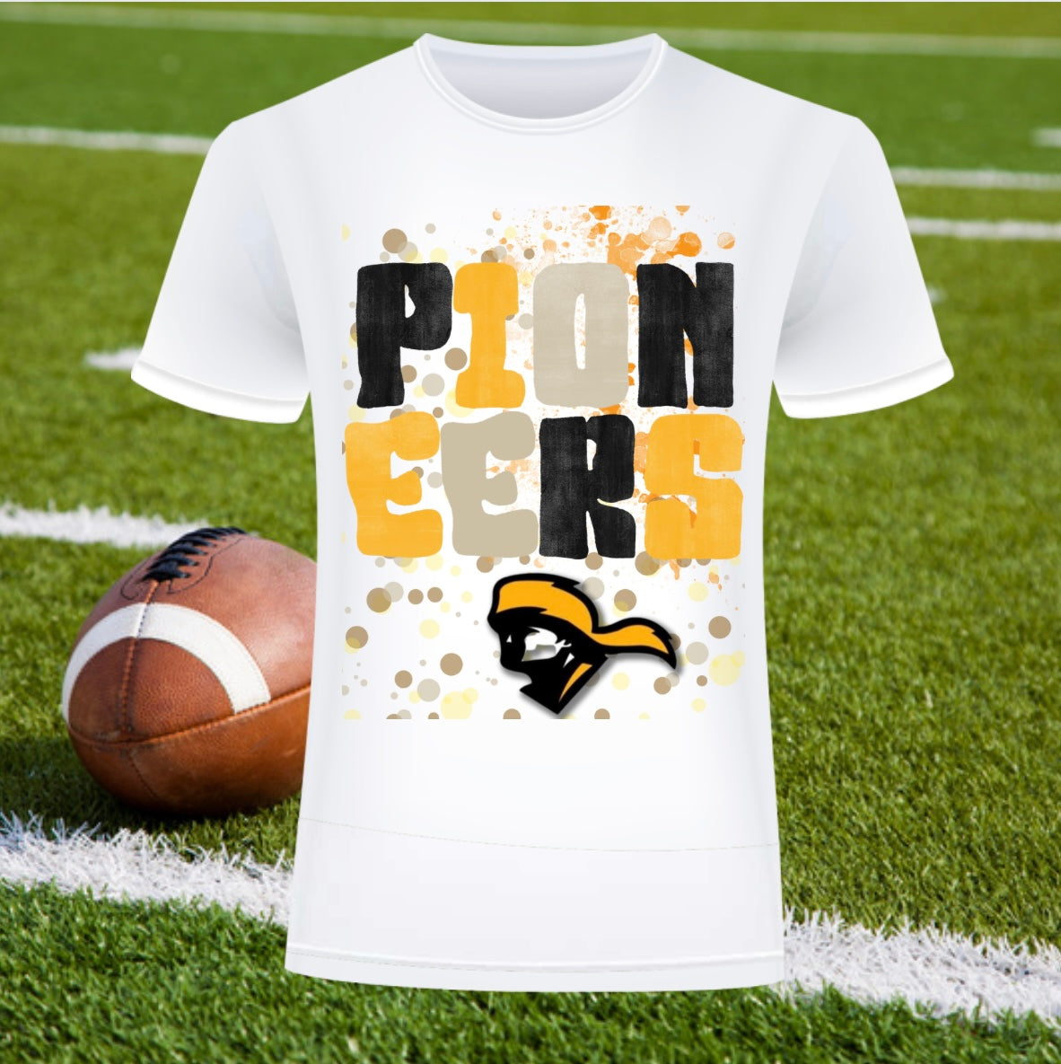 Pioneers Mascot Splatter Tee Shirt