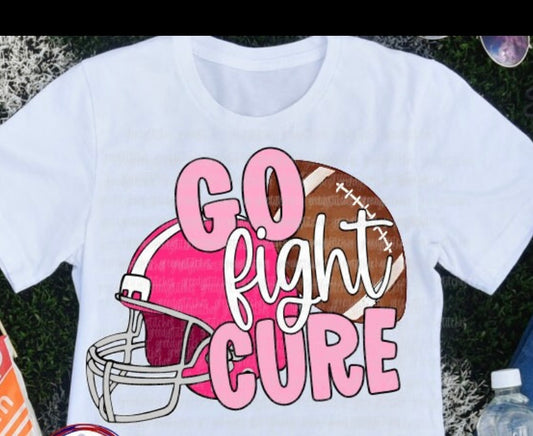 Go Fight Cure Breast Cancer Football Tee