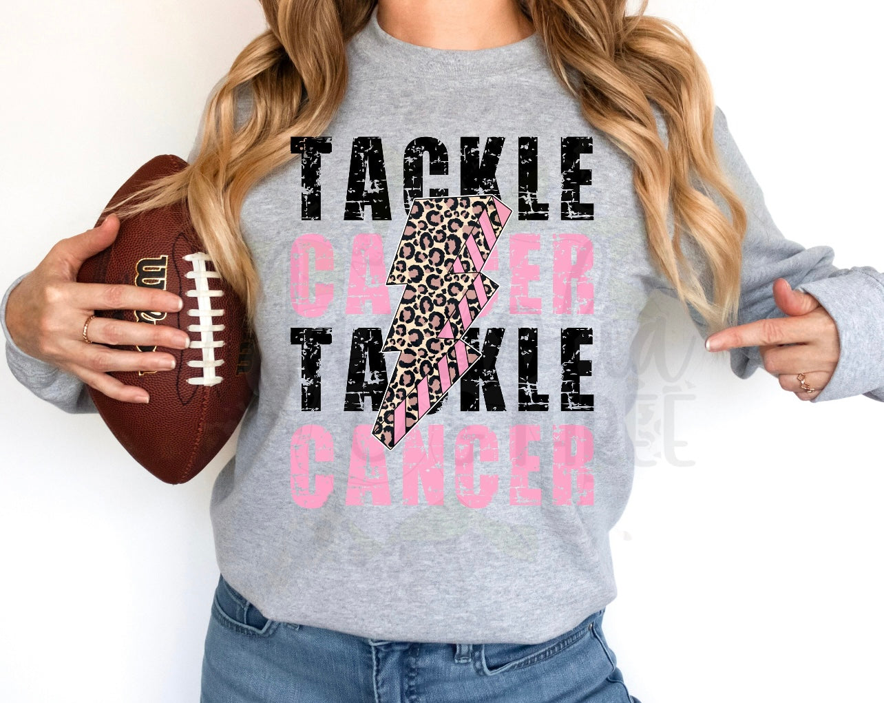 Tackle Cancer Bolt Football Tee