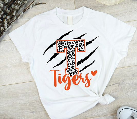 Tigers Claw Heart Tee Shirt (Toddler, Youth, Adult)